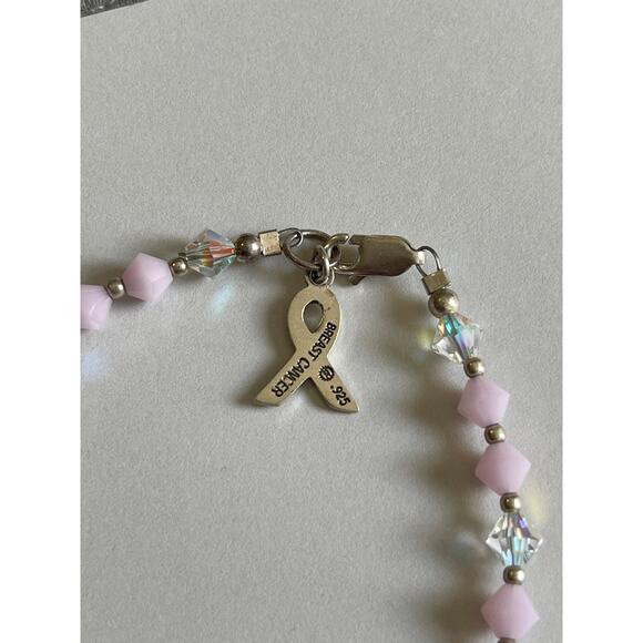 Alabaster Pink Breast Cancer - Handcrafted Austrian Crystal Beads Bracelet - Picture 6 of 7
